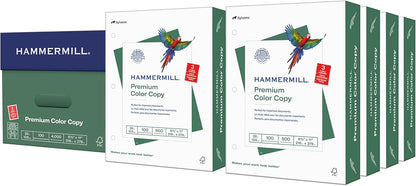 Hammermill Printer Paper, Premium Color 28 lb Copy Paper, 8.5 x 11-5 Ream (2,500 Sheets) - 100 Bright, Made in the USA, 102450C, White
