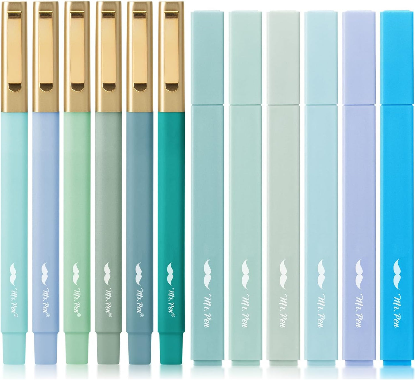 Mr. Pen- Aesthetic Highlighters and Ballpoint Pens No Bleed, 12 Pack, Pastel Colors, Bible Highlighters and Pens No Bleed, Fast Dry and No Smear for Bible Journaling, Planner, School Supplies