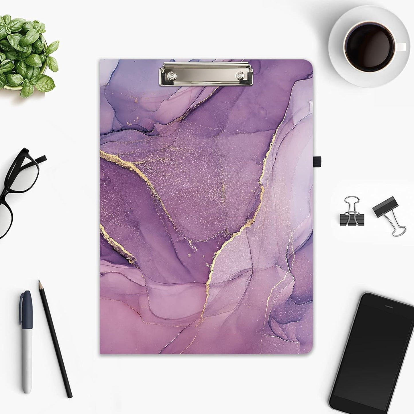 Hongri Clipboard Folio with Refillable Lined Notepad and Interior Storage Pocket for Students, Classroom, Office, Women, Man, Cute Custom Pattern, Size 12.8 x 9.2 in, Classic Flower