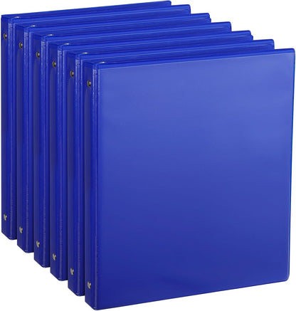 CIXILDTS 1-Inch Round Ring Binders, Standard 3 Ring Binder Fit Letter Size Paper, Presentation View Binders, 6 Packs, Assorted