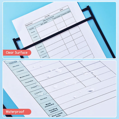 Gamenote Dry Erase Pockets 30 Pack with Rings, Oversized Reusable Plastic Sleeves Shop Job Ticket Holders Sheet Protectors Teacher Supplies Organization for Classroom Must Have, 10x14 Inches (Black)