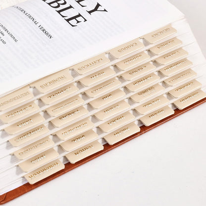 Laminated Bible Tabs, Gold Foil Embossed Lettering Bible Chapter Index Tabs for Women Men, Reposition Large Print Sticky Labels, Easy to Read and Apply, 105Chapters Labels for Easy Navigation (Black)