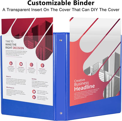 CIXILDTS 1-Inch Round Ring Binders, Standard 3 Ring Binder Fit Letter Size Paper, Presentation View Binders, 6 Packs, Assorted