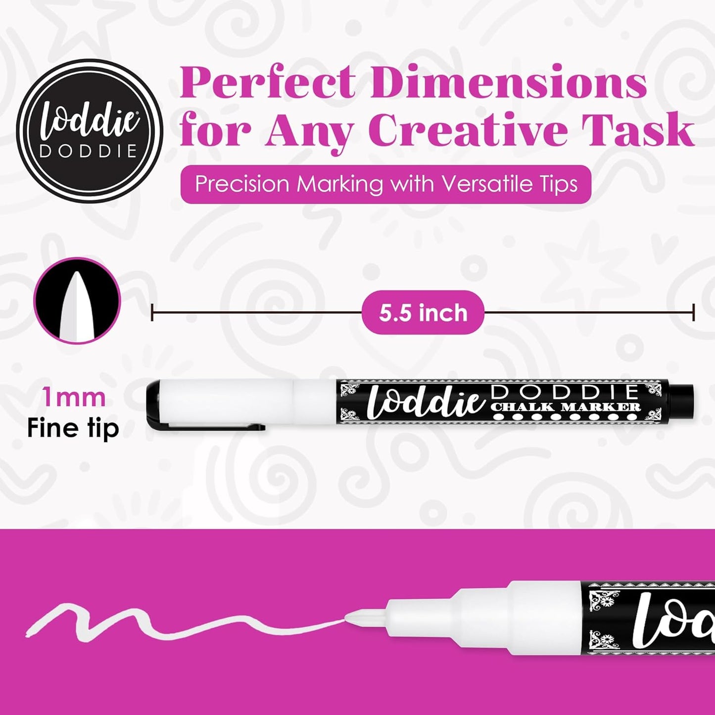 Loddie Doddie Liquid Chalk Markers - 8-Pack, 6mm Dual Tips - Chalk Markers for Blackboard & Chalkboard Paint - Washable Window Pens for Glass - Erasable Pens