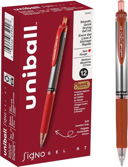 uniball 207 Plus+ Retractable Gel Pens, Medium Point (0.7mm), Black, 4 Pack