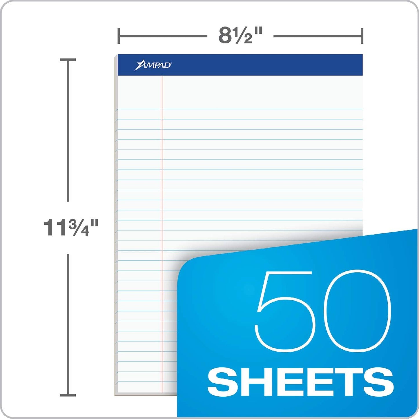 Ampad 5 x 8 Legal Pads, 12 Pack, Narrow Ruled, White Paper, 50 Sheets Per Writing Pad, American Pad & Paper, Made in USA (20-364)