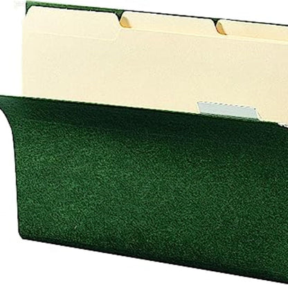 Smead Hanging File Folder, 1/5-Cut Adjustable Tab, Letter Size, Standard Green, Hanging Folders for Filing Cabinets, File Organizer Folder, 25 Count