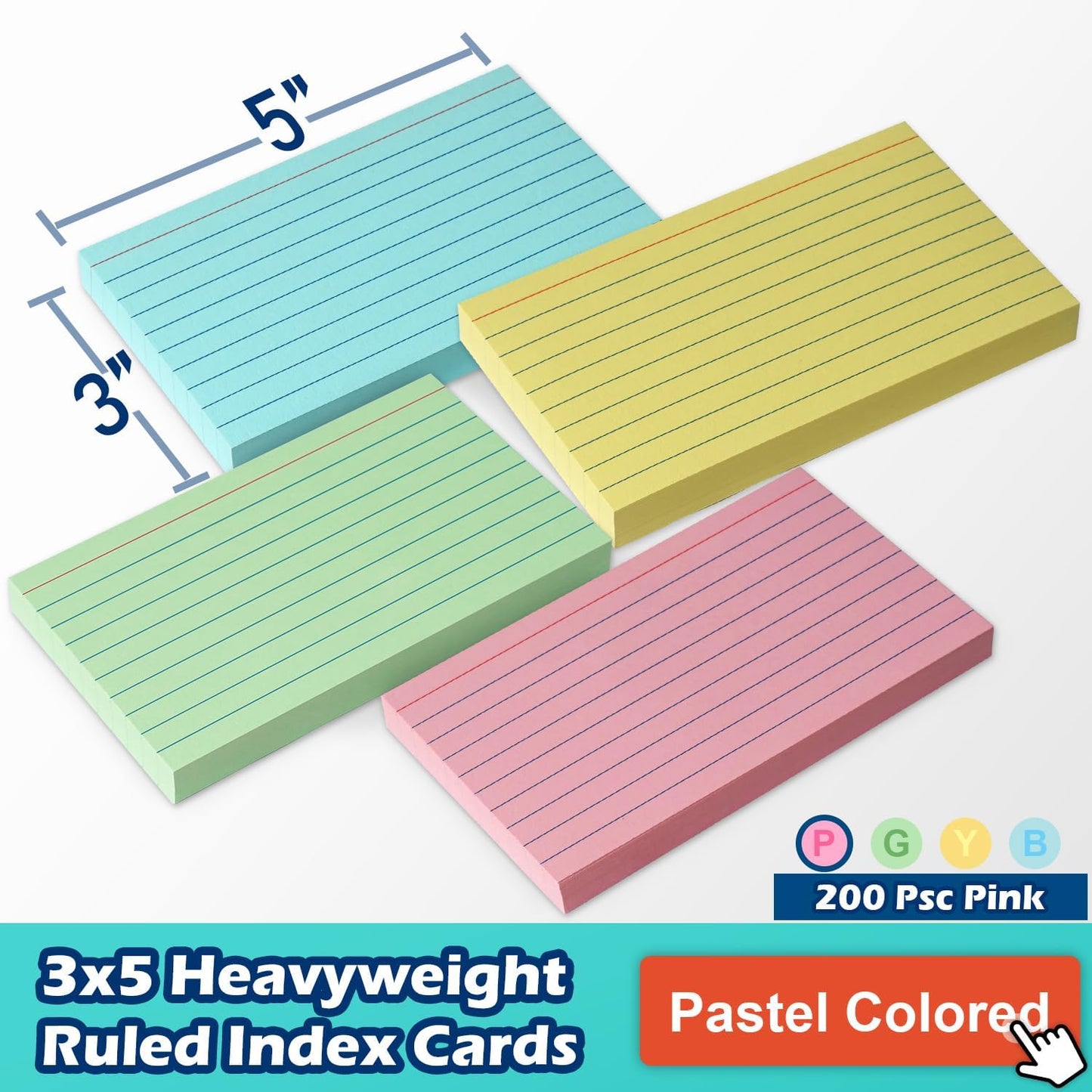 Blank Index Cards 3x5 Unlined Unruled Flash Note Cards 3" x 5", White, 100 Count, 200 GSM Heavy Weight