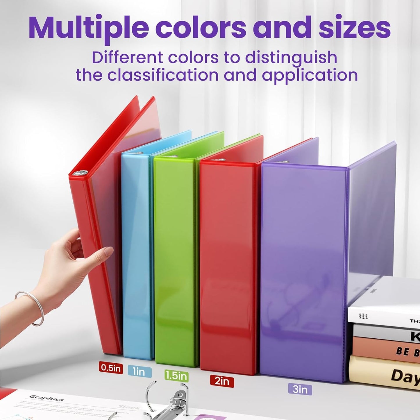 SUNEE 3 Ring Binder 2 Inch, Clear View Binder Three Ring PVC-Free (Fit 8.5x11 Inches) for School or Office Supplies, Light Purple, 1 Pack