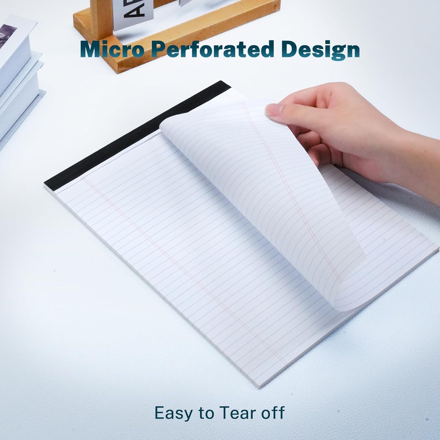 2-Pack Legal Pads 8.5"x11" Wide Ruled Note Pads - 100 Sheets (50/Pad) with Micro-Perforated Notepad & Chipboard Backing To-Do Lists Thick Lined Writing Paper Notebook for School & Office Supplies