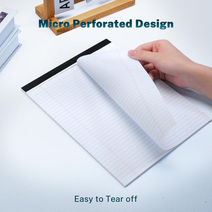 2-Pack Legal Pads 8.5"x11" Wide Ruled Note Pads - 100 Sheets (50/Pad) with Micro-Perforated Notepad & Chipboard Backing To-Do Lists Thick Lined Writing Paper Notebook for School & Office Supplies
