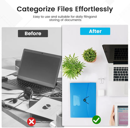 13 Pocket Expanding File Folder Accordian File Organizer, A4 Letter Size Paper Document Receipt Holder for School Office Supplies, Black