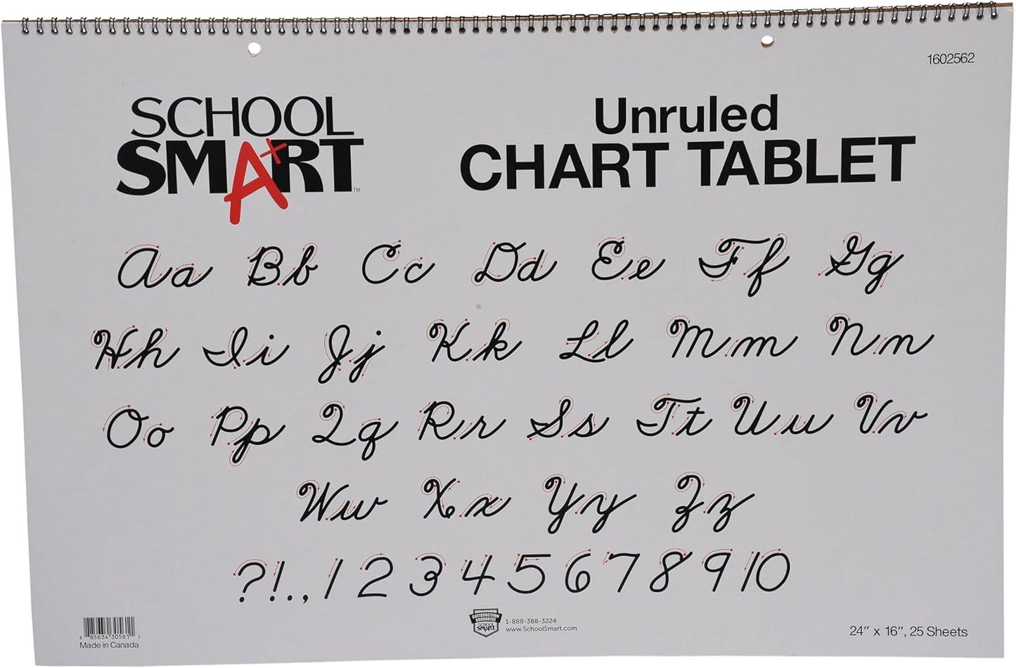 School Smart Chart Tablet, 24 x 16 Inches, 1 Inch Rule, 25 Sheets