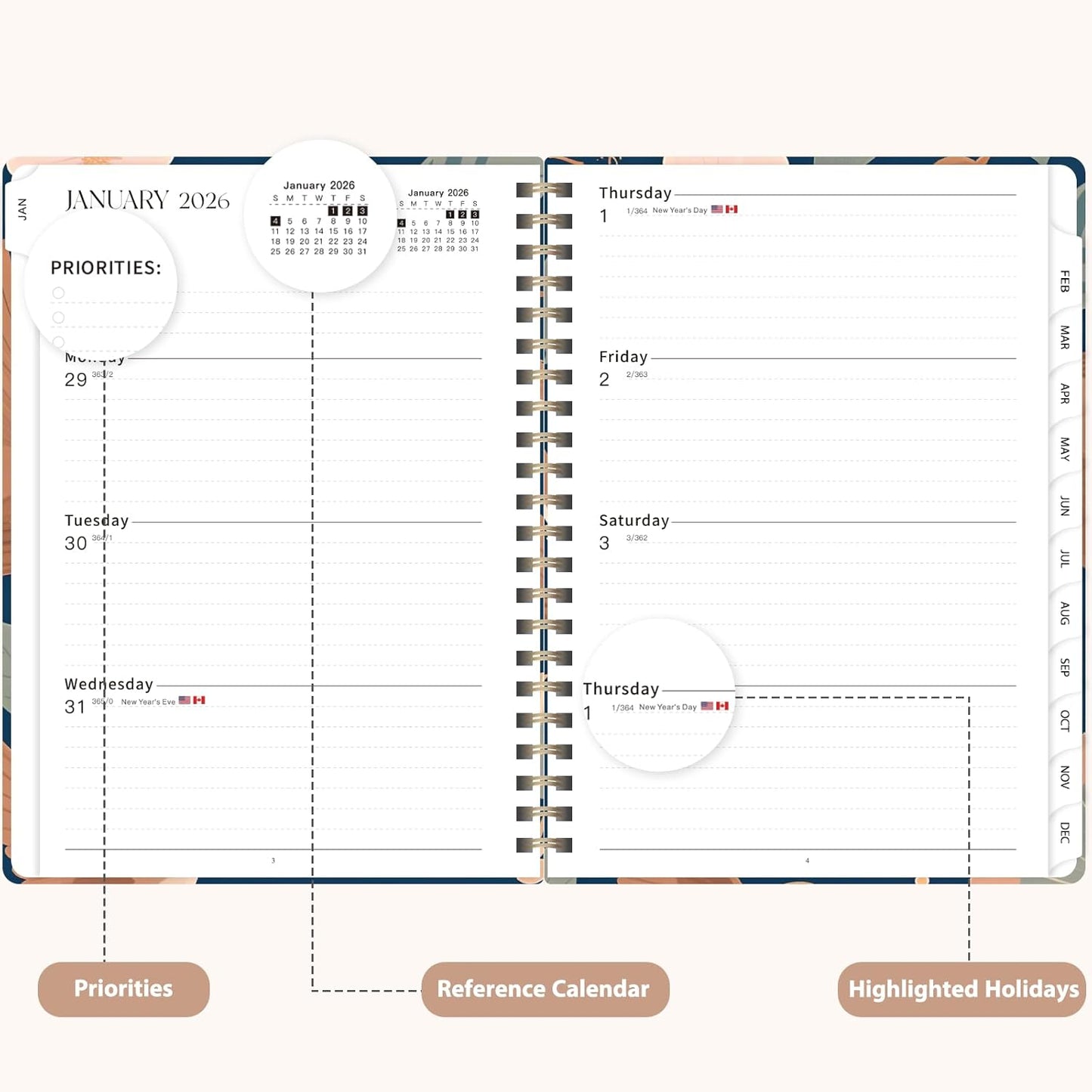 Planner 2026-2027, Weekly and Monthly Academic Year Calendar Planner, July 2026 - June 2027, Daily Agenda Book for Office School Supplies, A5(6.3'' x 8.5'')
