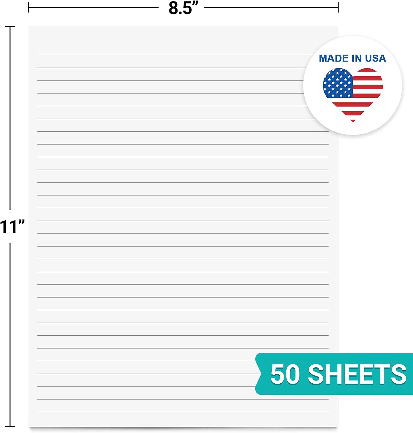 321Done Ruled Notepad Lined Notepad - Made in USA, White - Half Size (5.5x8.5), Wide-Ruled