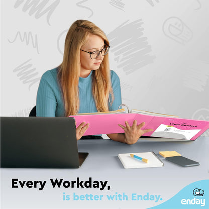 3 Inch Binder (2 Pack) Blue and Purple 3 Ring Binder 3 inch, Clear View Cover with 2 Inside Pockets, Three Ring Binders for Home, Office and School Supplies - Enday