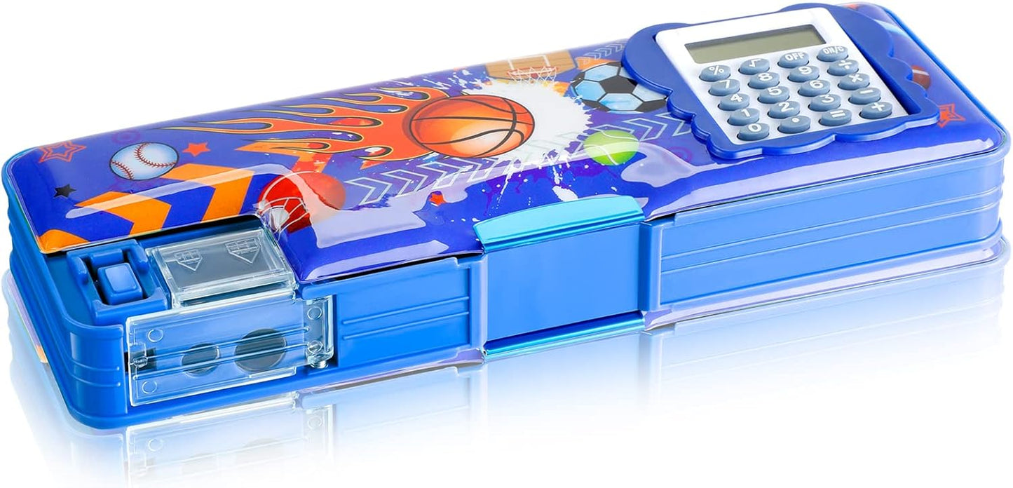 Henoyso Multifunctional Pencil Box for Girls Butterfly Pencil Case with Calculator and Sharpener Cool Cute Pencilcase School Supplies Essentials Christmas Birthday Gift Present for Kids Teens