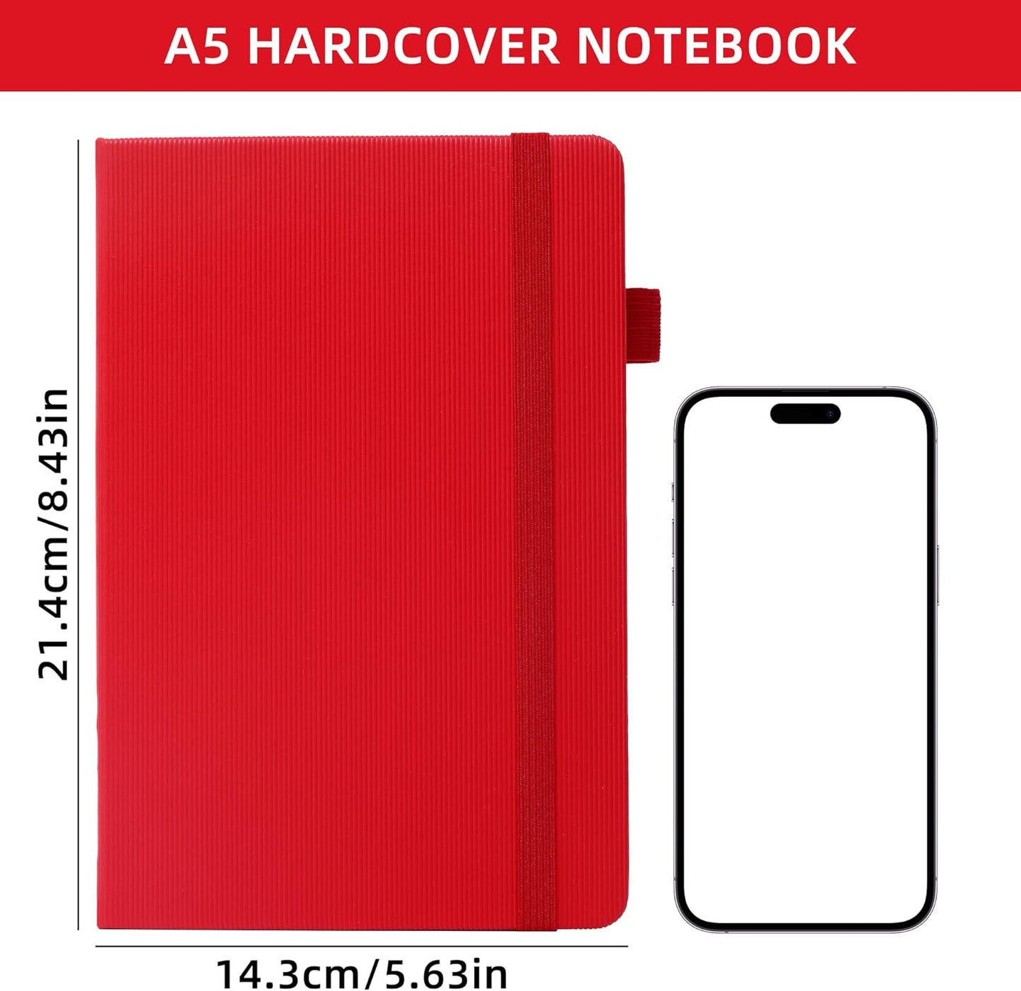 BOBO RABBIT Lined Journal Notebook for Work 100 GSM Thick Paper 300 Pages College Ruled A5 Notebook Hardcover Leather Journal for Writing School Office, 5.63"x8.43"
