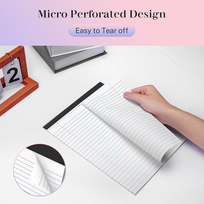 Nichela 5" x 8" Note Pads 6 Pack of Legal Pads Narrow Ruled Notepad with Perforated Notepads 30 Sheets Small Writing Pads 21lb Legal Pad Quality Paper Ideal for Home, Office, or School Use