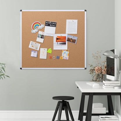 VIZ-PRO Cork Notice Board Bulletin Board, 96 X 48 Inches, Pack of 2, Silver Aluminium Frame
