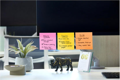 Post-it Super Sticky Notes, 4 Lined Sticky Note Pads, 4 x 4 in., School Supplies, Office Products, Sticky Notes for Vertical Surfaces, Monitors, Walls and Windows, Simply Serene Collection