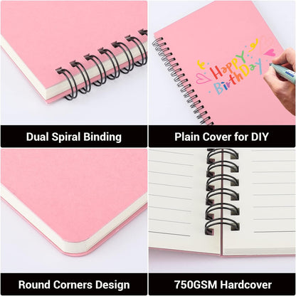 EUSOAR Spiral Notebook, A5 12packs 5.5"X8.3" 120 Pages Lined Travel Writing Notebooks Journal, Memo Notepad Sketchbook, Students College Office Business Subject Diary Ruled Book Journal-Black Cover