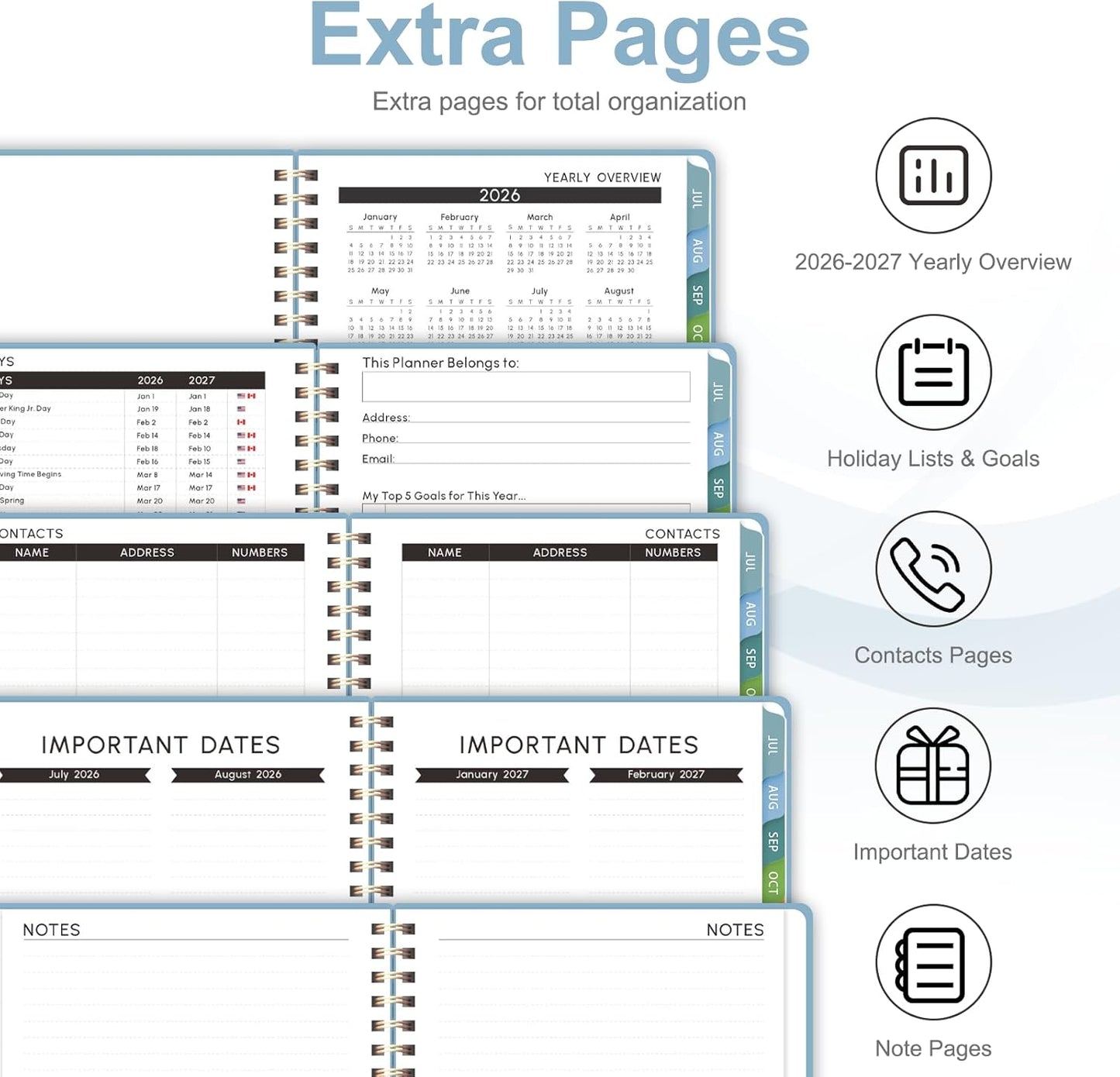 Planner 2026-2027, Weekly and Monthly Academic Year Calendar Planner, July 2026 - June 2027, Daily Agenda Book for Office School Supplies, A5(6.3'' x 8.5'')