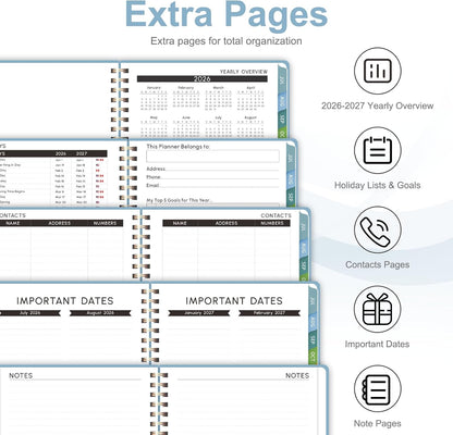 Planner 2026-2027, Weekly and Monthly Academic Year Calendar Planner, July 2026 - June 2027, Daily Agenda Book for Office School Supplies, A5(6.3'' x 8.5'')