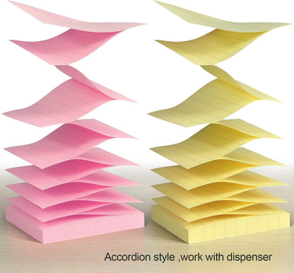 ZYTIN Pop Up Sticky Notes Lined 3x3 inch, Easy to Post Sticky Notes with Lines, 600 Sheet, Pink Purple Blue Yellow Green Orange Color, Office Accessories