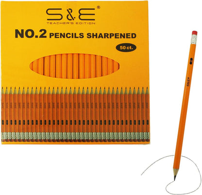 S & E TEACHER'S EDITION 432Pcs Pencils & Erasers Tops Set, 288 Pcs Pre-sharpened pencils No. 2, with 144Pcs Eraser Caps, #2 HB pencil sharpened, Back to school, 432Pcs/box.