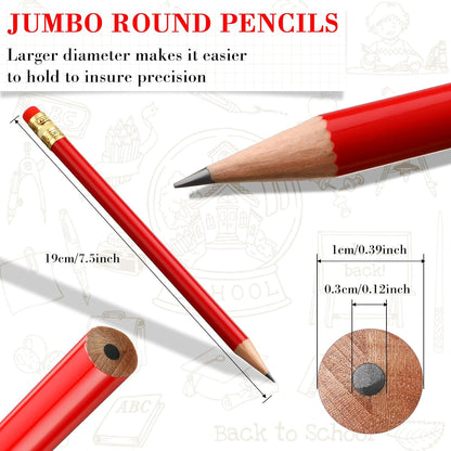 Fainne 48 Pcs Jumbo Pencil, Wooden Pencil with Black Core for Carpenters Construction Workers Woodworkers Framers Beginners Students Teachers DIY Project(Yellow,Round)