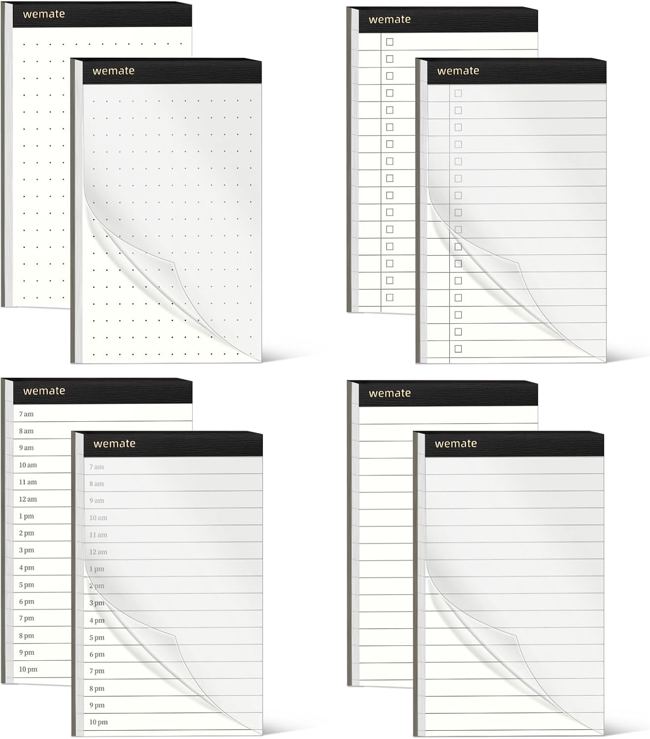 WEMATE 10 Pieces Small Notepad Holder Set Pocket Notebook - Included Mini Pocket Notepad Holder Set with 8 Memo Book Refills and Metal Pen for Meetings, Daily Records, and Notes 3 x 5 Inch (Black)