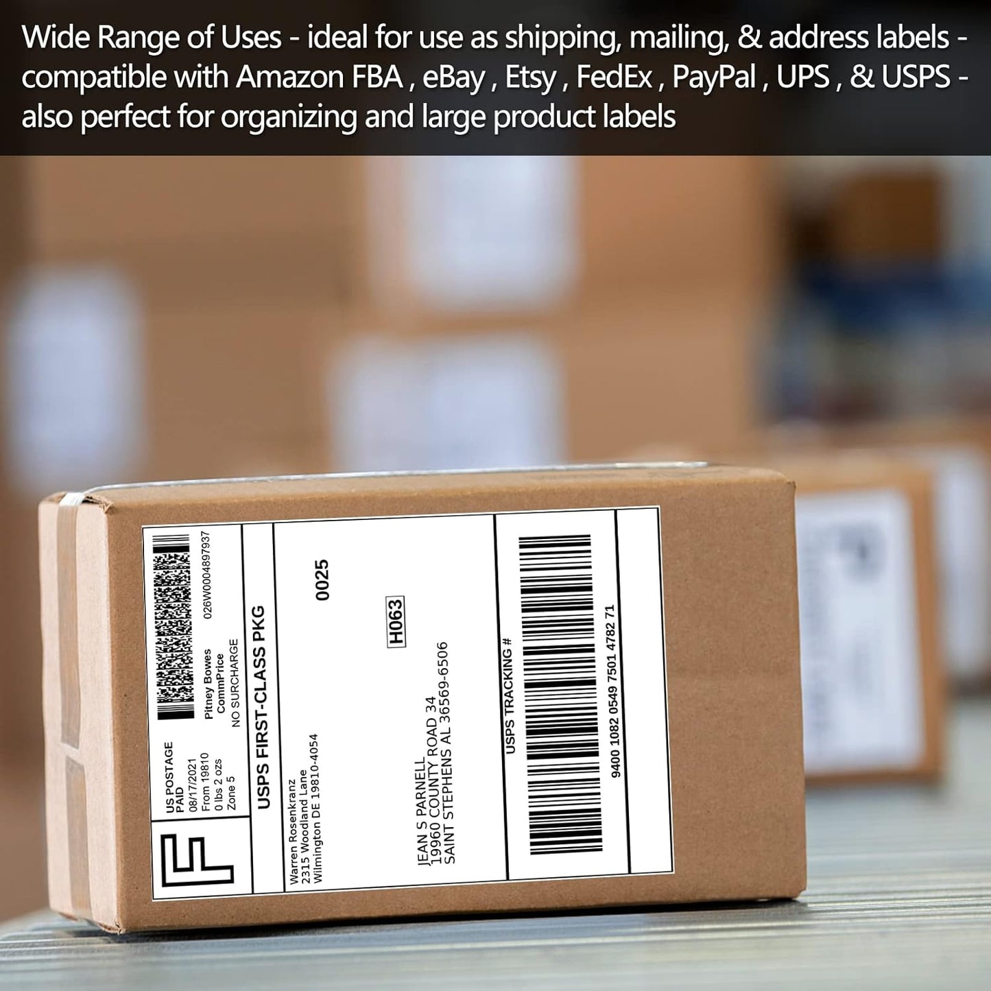 SJPACK 1000 Half Sheet Self Adhesive Shipping Labels, 8.5" x 5.5" Address Labels for Laser & Inkjet Printers(1000 labels-500 Sheet)