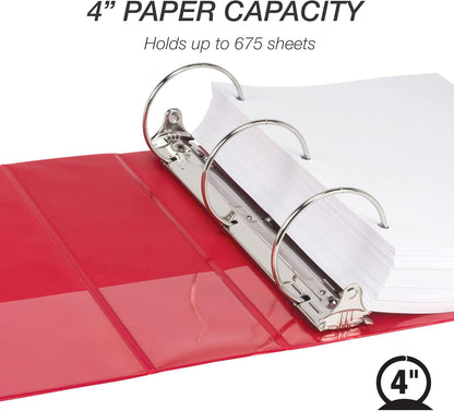Samsill 1.5 Inch 3 Ring Binders, Economy Round Ring, Clear View Cover, 325 Sheet Capacity - for School, Home, Office - White, 4 Pack