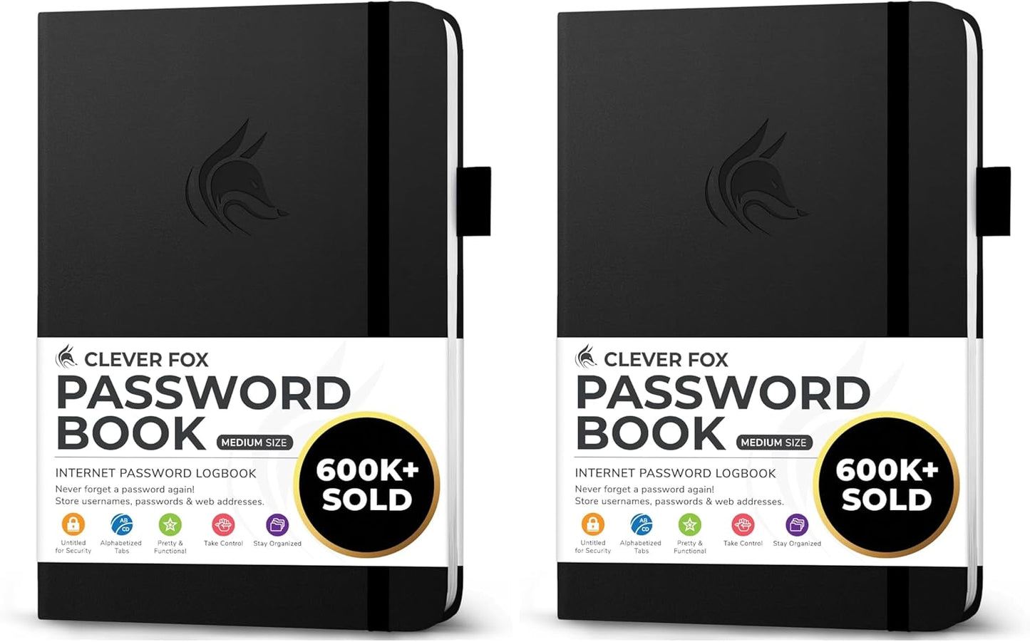 Clever Fox Password Book with alphabetical tabs. Internet Address Organizer Logbook. Small Pocket Password Keeper for Website Logins (Orange)
