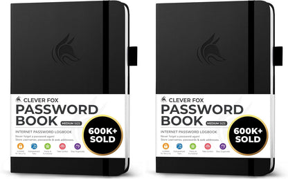 Clever Fox Password Book with alphabetical tabs. Internet Address Organizer Logbook. Small Pocket Password Keeper for Website Logins (Orange)