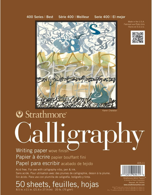 Strathmore STR- 50 Sheet Tape Bound Calligraphy Pad, 8.5 by 11", White