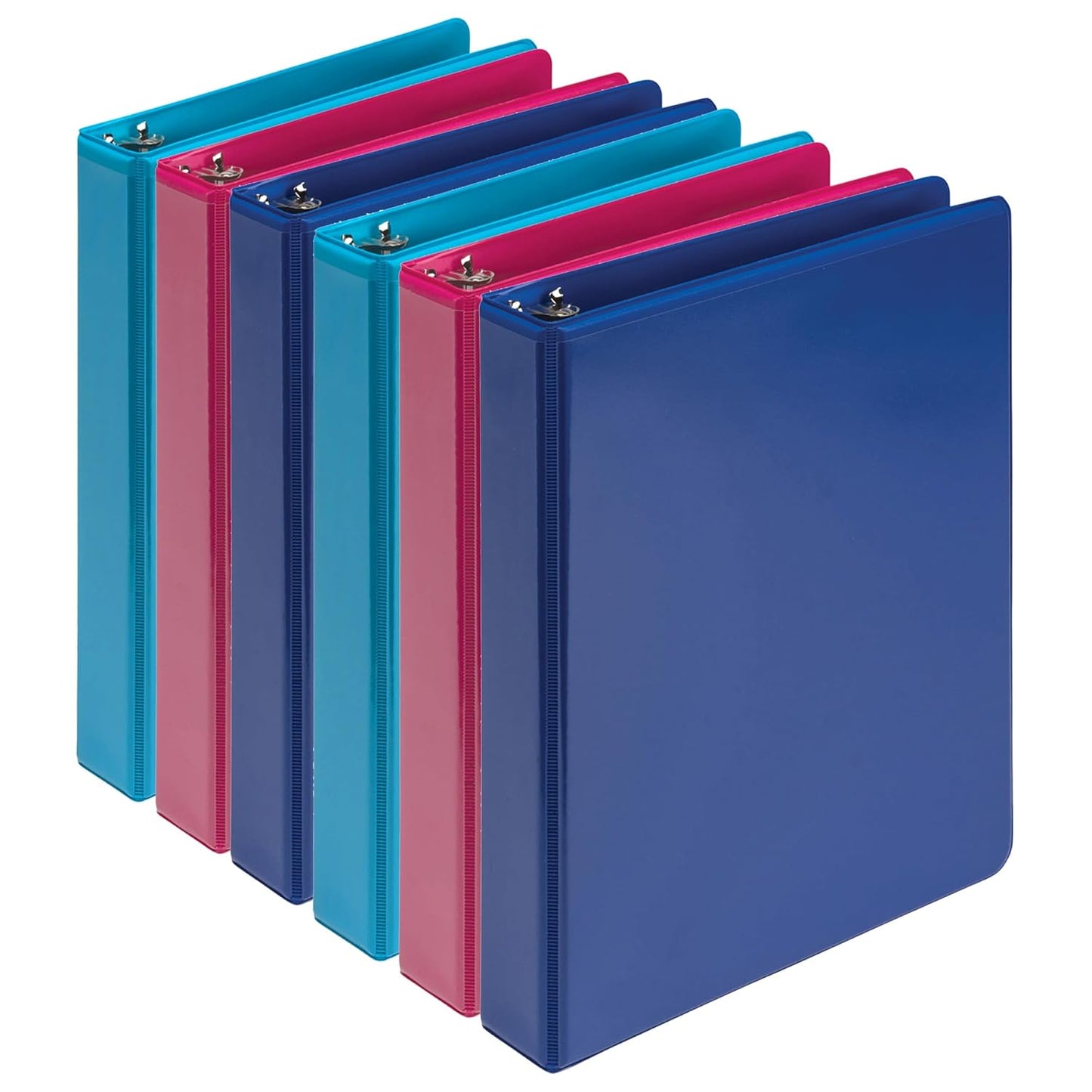 Samsill Economy 3 Ring Mini Binder, 1-Inch Round Ring Binder, Holds 100 Sheets, Black, 6 Pack (MP32300)