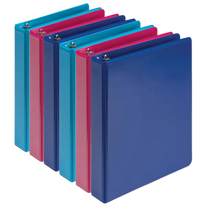 Samsill Economy 3 Ring Mini Binder, 1-Inch Round Ring Binder, Holds 100 Sheets, Black, 6 Pack (MP32300)