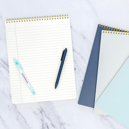 PAPERAGE Top Bound Spiral Notebook, 3 Pack, Lined Notepad, (Light Grey/Navy/Sage Green), 70 Sheets (140 Pages) Per Notebook, Wide/Legal Ruled, 8.5 inches x 11 inches