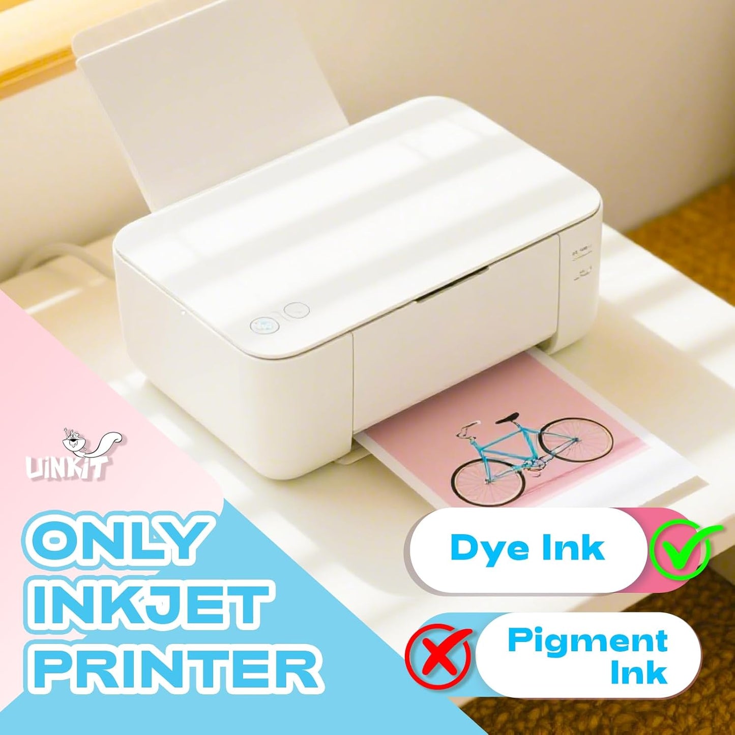 Uinkit 37lb Thin Flyer Paper Glossy 8.5x11 Inkjet 100 Sheets Single Side DIY Chip Bag 135gsm Printer Picture for Inkjet Printer with Dye Ink Letter size A4 Brochure (8.5X11X100)