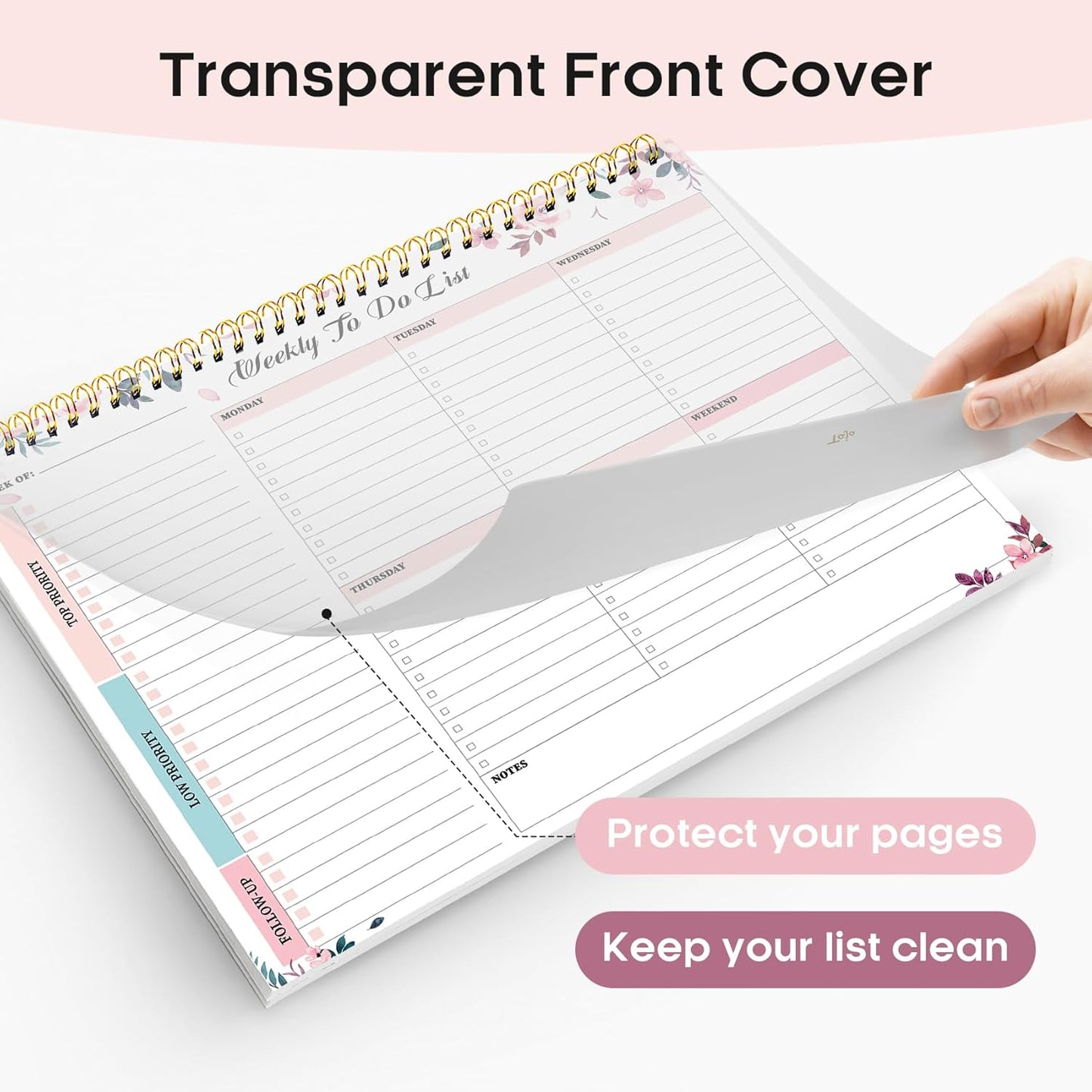 Taja Weekly To Do List Notepad with 52 Undated Sheets（8.5"×11"）- Weekly Desk Planner for Women & Man, Work and Home -1 Pack Violet Dream