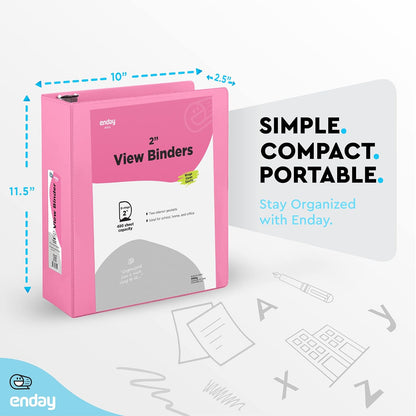 3 Inch Binder (2 Pack) Blue and Purple 3 Ring Binder 3 inch, Clear View Cover with 2 Inside Pockets, Three Ring Binders for Home, Office and School Supplies - Enday