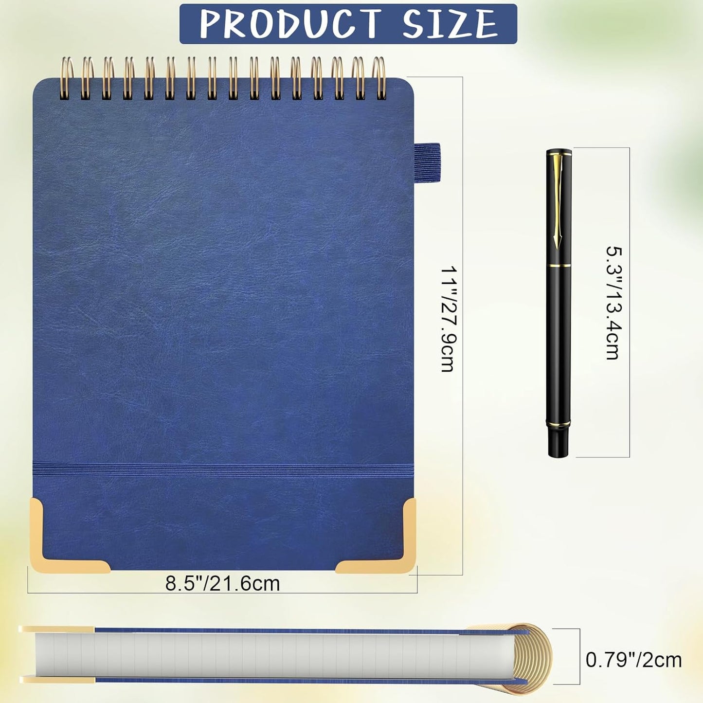 A5 Top Spiral Notebook, Large Leather Hardcover Top Bound Steno Pads, 240 Pages 100 gsm Thick Lined Paper Left Handed Notebook Journal for Work, School, Meeting Writing - Brown, 5.9" x 8.5"