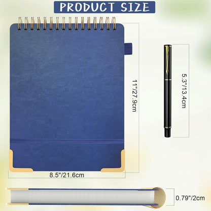 A5 Top Spiral Notebook, Large Leather Hardcover Top Bound Steno Pads, 240 Pages 100 gsm Thick Lined Paper Left Handed Notebook Journal for Work, School, Meeting Writing - Brown, 5.9" x 8.5"