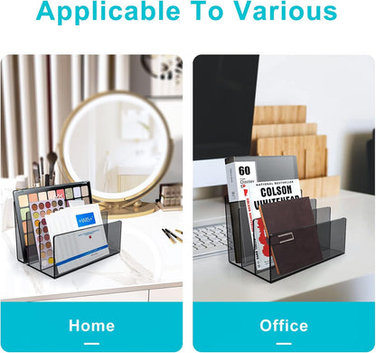 Boloyo Acrylic File Holder,1PC 2 Sections Rainbow File Organizer Mail Letter Sorter Desktop Folder Holder for Home Office School Envelope Bill Filling Paper Document