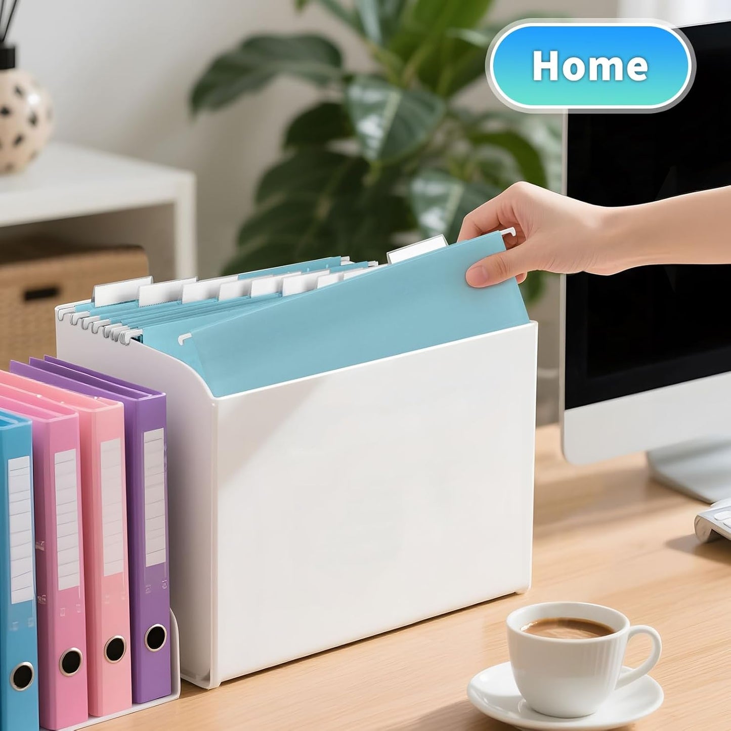 25-Pack Green Hanging File Folders, Letter Size (8.5" x 11") with 1/5-Cut Tabs,Includes 35 Transparent Label Cards & 50 Sticker Labels for Home & Office Organization