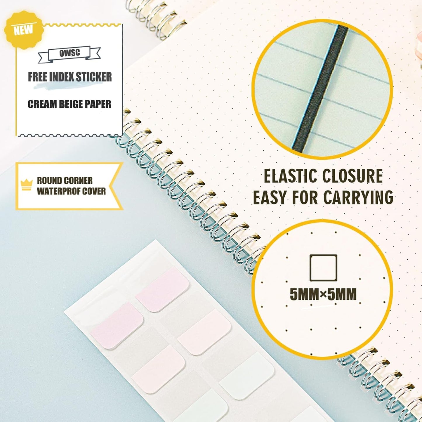OWSC 4 Pack Lined Spiral Notebook, 5.9 x 8.3 Inches Notebooks for Work, School and Journal with 110 GSM Thick Paper, Small Notebook with 80 Sheets/160 Pages, Notebooks College Ruled for Note Taking