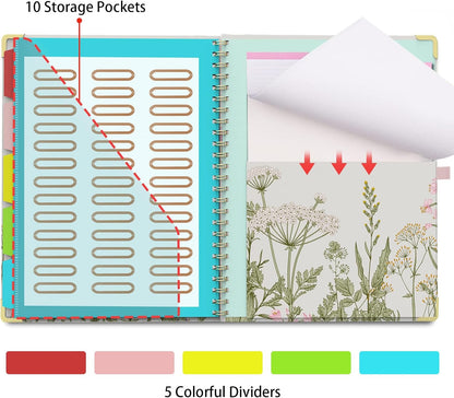 Clipboard Folio with Storage Clipboards Padfolio Notebook for Letter Size (11" x 8.5"), Pink Clipboards with 10 Pockets and 5 Folders Nursing Teacher School Essentials (Stay Positive)