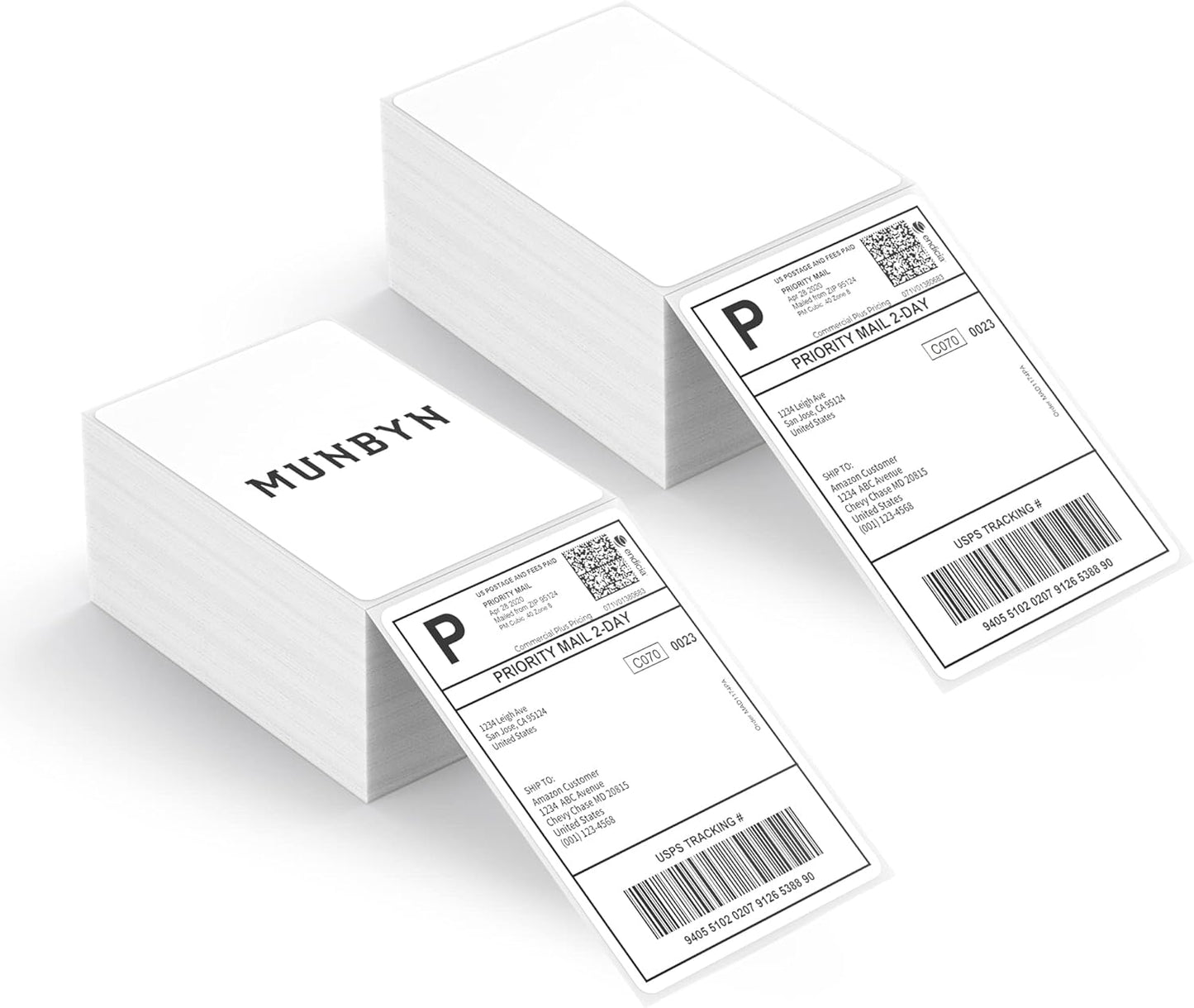 MUNBYN Thermal Direct Shipping Label (Pack of 500 4x6 Per Fanfold Labels) - Commercial Grade